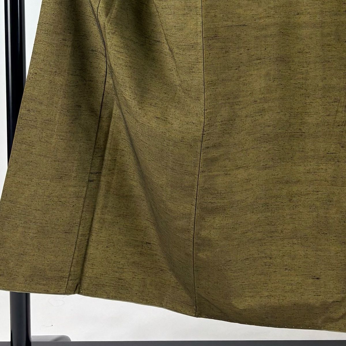 男着物 身丈151cm 裄丈73cm L 袷 茶緑色 正絹 秀品