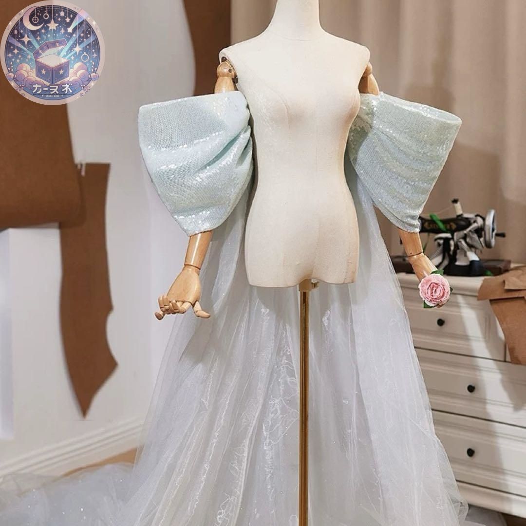 ♥ トレーンがゴージャスでフリルがオシャレなロングショール