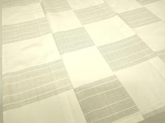 藍型染め 小紋 正絹 ぜんまい紬 鴛鴦 草花 居敷当て イ5829 正絹