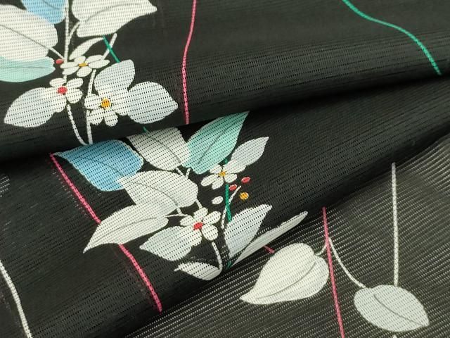 平和屋着物＊夏物　小紋　絽　草花文　洗える着物　AABB8812sx 平和屋着物＊夏物 小紋 絽 草花文 洗える着物 AABB8812sx