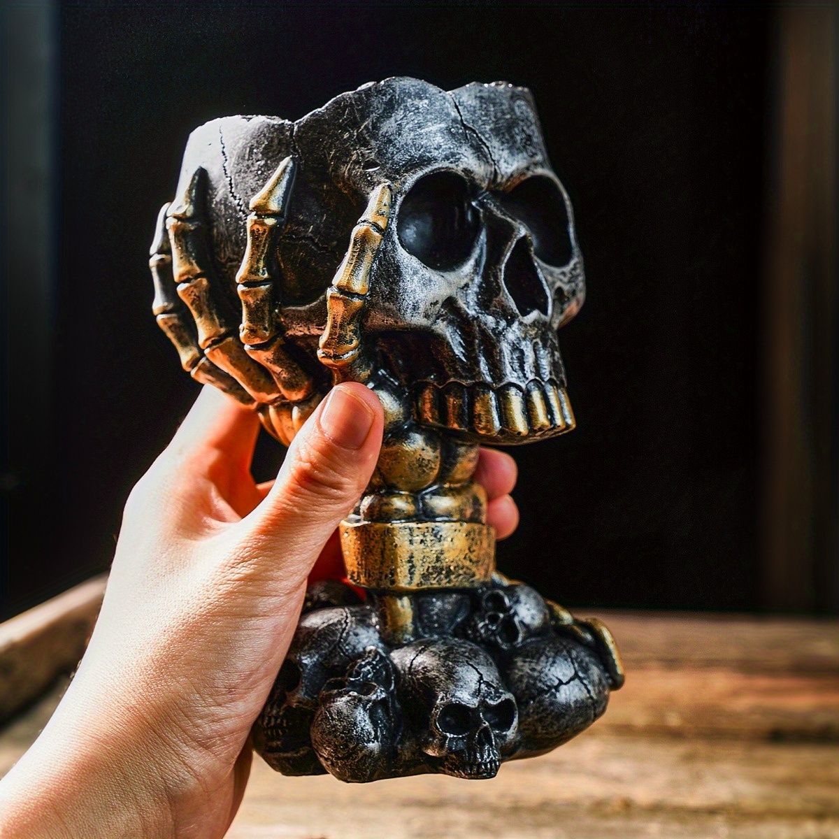 花瓶 花びん おしゃれ 骸骨型 ガイコツ スカル ゴールド シルバー 2