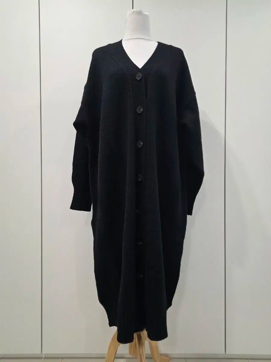 アルパカウール ルーズフィット ロング ニットカーディガン ブラック