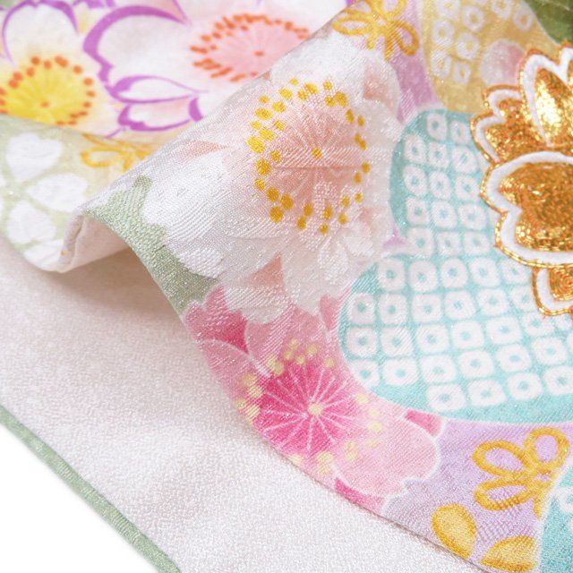 振袖 着物 中古 正絹 金駒刺繍 花模様 桜 菊 L トール A1184-2