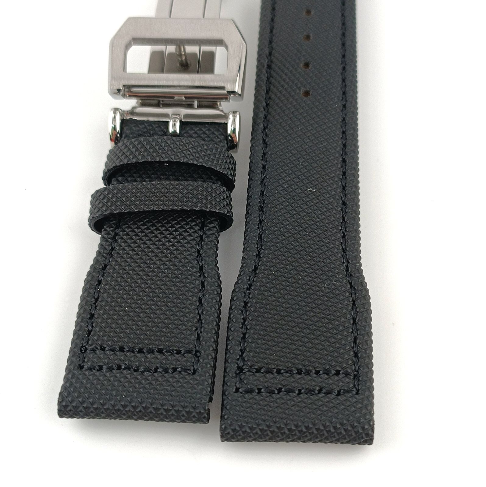 21mm 腕時計 ナイロン ベルト ブラック 黒 Dバックル付 【対応】IWC