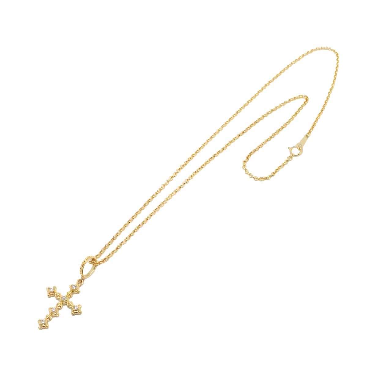 アーカー AHKAH ダイヤ 0.22ct ネックレス 45cm K18 YG イエローゴールド 750 クロス Cross Necklace 90235182