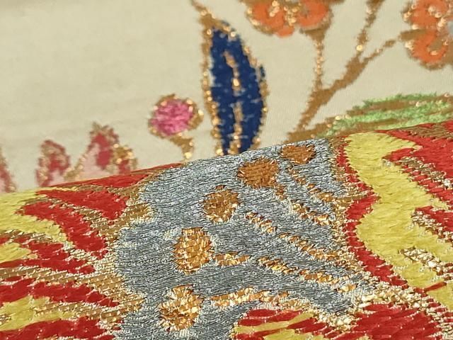 平和屋着物○龍村平蔵製 丸帯 金更紗大唐花錦 金糸 正絹 逸品