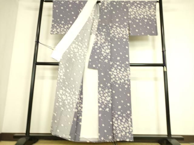平和屋着物▽上質な小紋 単衣 変わり斜線文 正絹 逸品 DAAS0764az