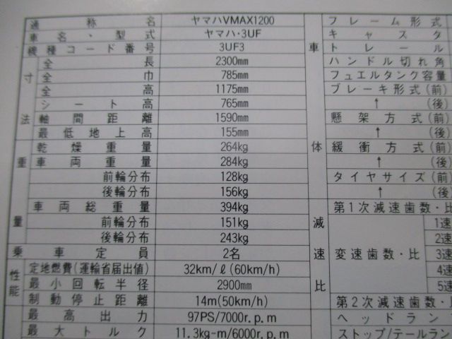 V-MAX 取扱説明書 ヤマハ 正規 中古 バイク 整備書 配線図有り VMAX