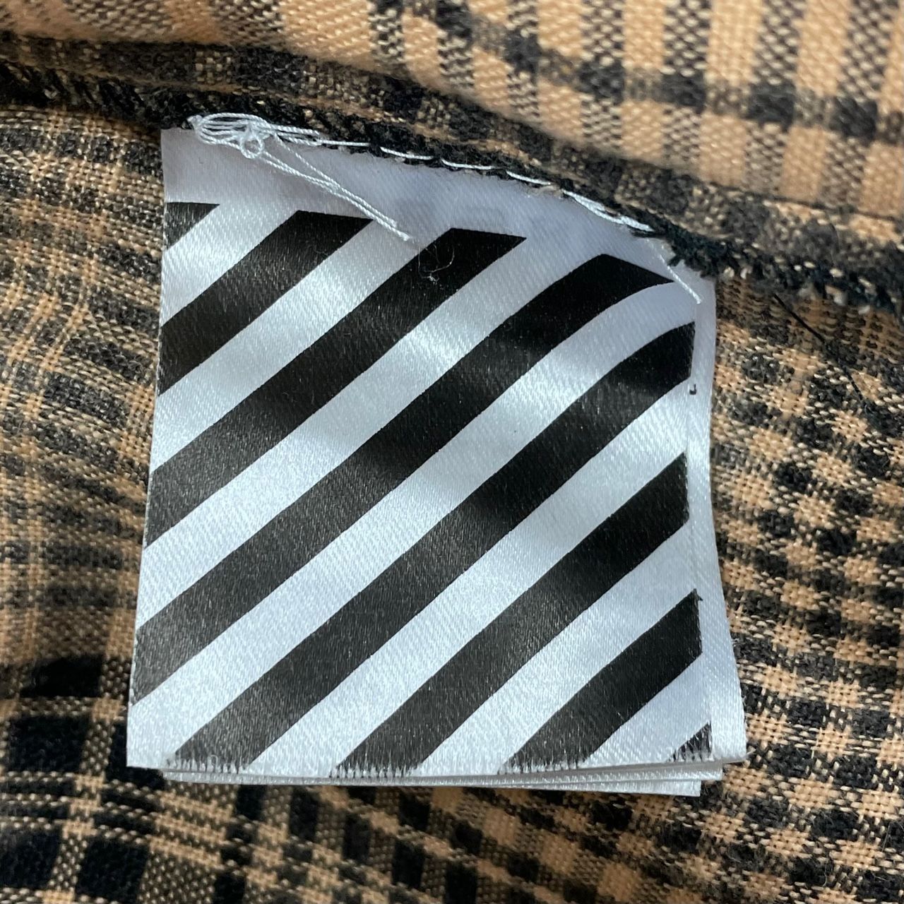 OFF WHITE 17SS リネンチェック シャツ ベージュ オフホワイト S