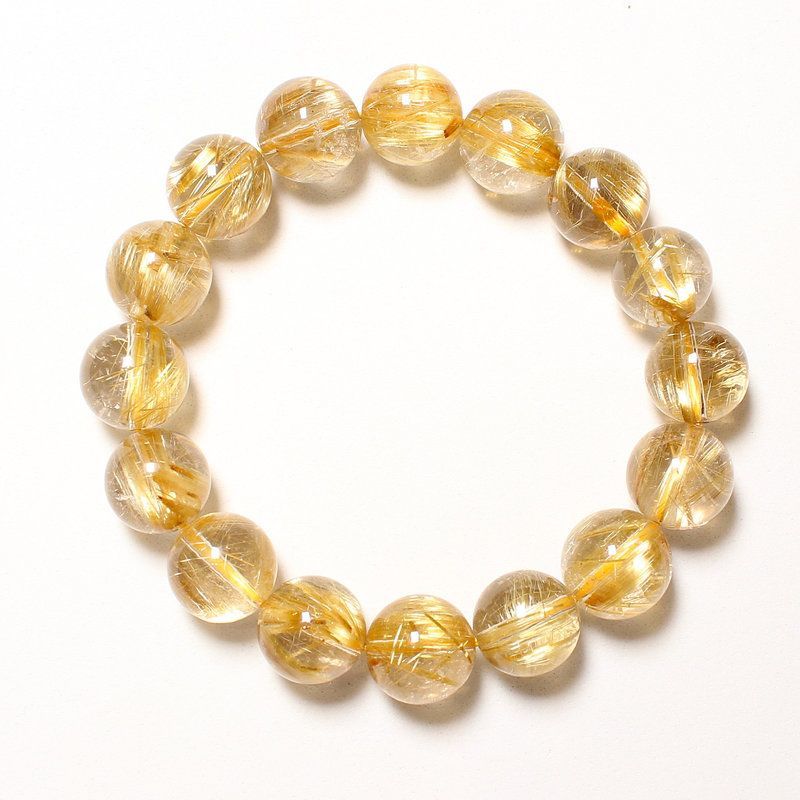 【一点物】最上級レベル タイチンルチル 11.5-12mm 透明度高 針太 針多 10mm 18cm 9A+グレード 最高級・ルチルクォーツブレスレット