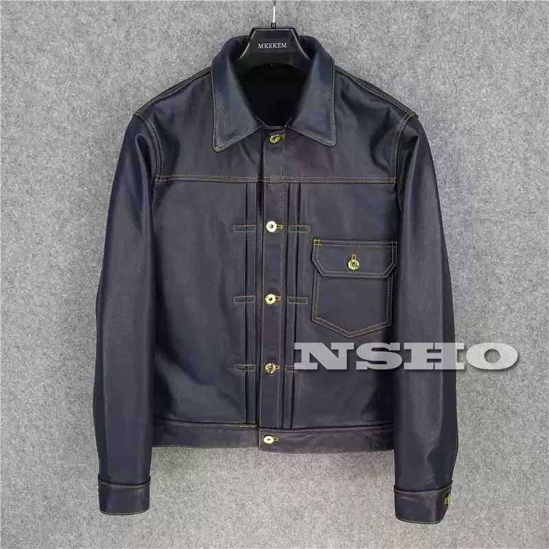 インディゴ カウハイド ファーストタイプ Gジャン ライダース レザー