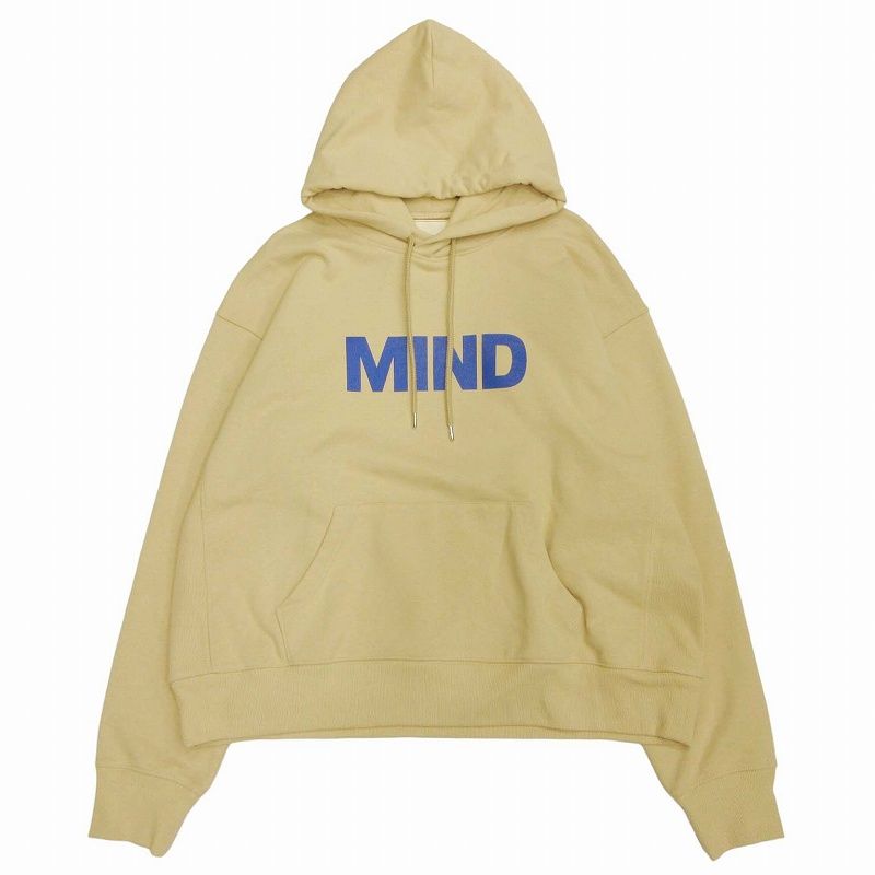極美品 22AW マインドシーカー オム MINDSEEKER HOMME Big Logo Hoodie ビッグ ロゴ フーディー パーカー プリント ボックスシルエット プルオーバー スウェット 裏毛 トレーナー 48/L ベージュ MS-222-018