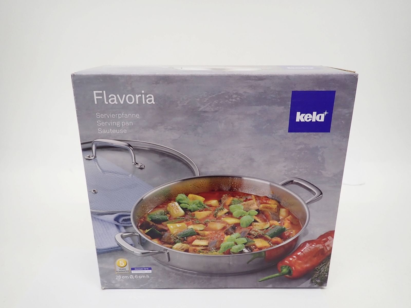 Kela 耐熱ガラス蓋付きローキャセロール 28cm Flavoria 10186 ケラ IH