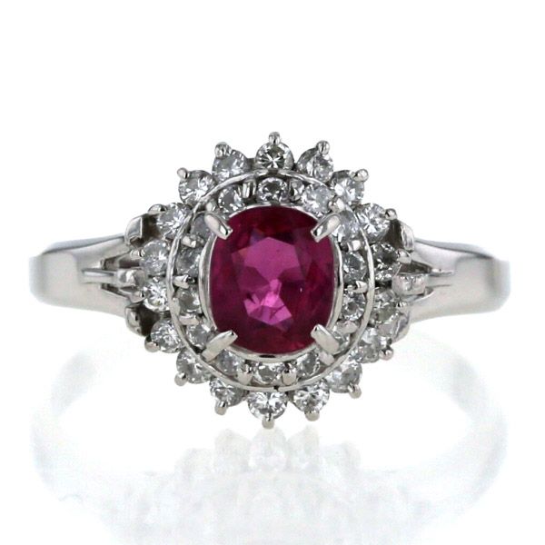 Pt900 プラチナ リング ルビー 0.87ct ダイヤモンド 0.40ct