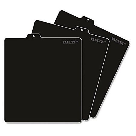 3 Pack_ブラック Vaultz A-Z CD・収納ファイルガイド インデックス 仕切りカード 26枚入り ブラック(VZ01176)， 3 Pack， ブラック