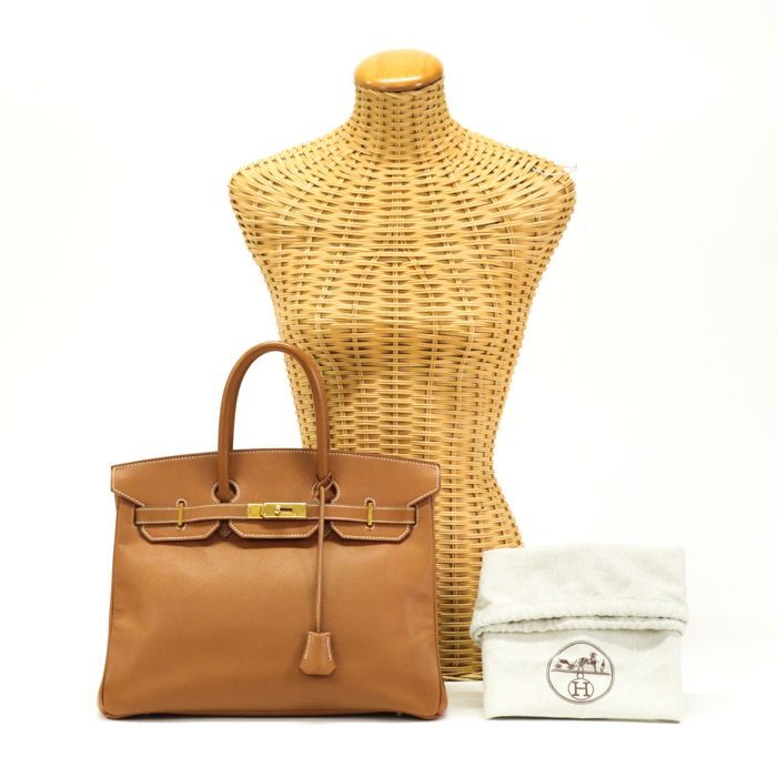 美品☆ エルメス バーキン35 クシュベル ゴールド ハンドバッグ □C刻印
