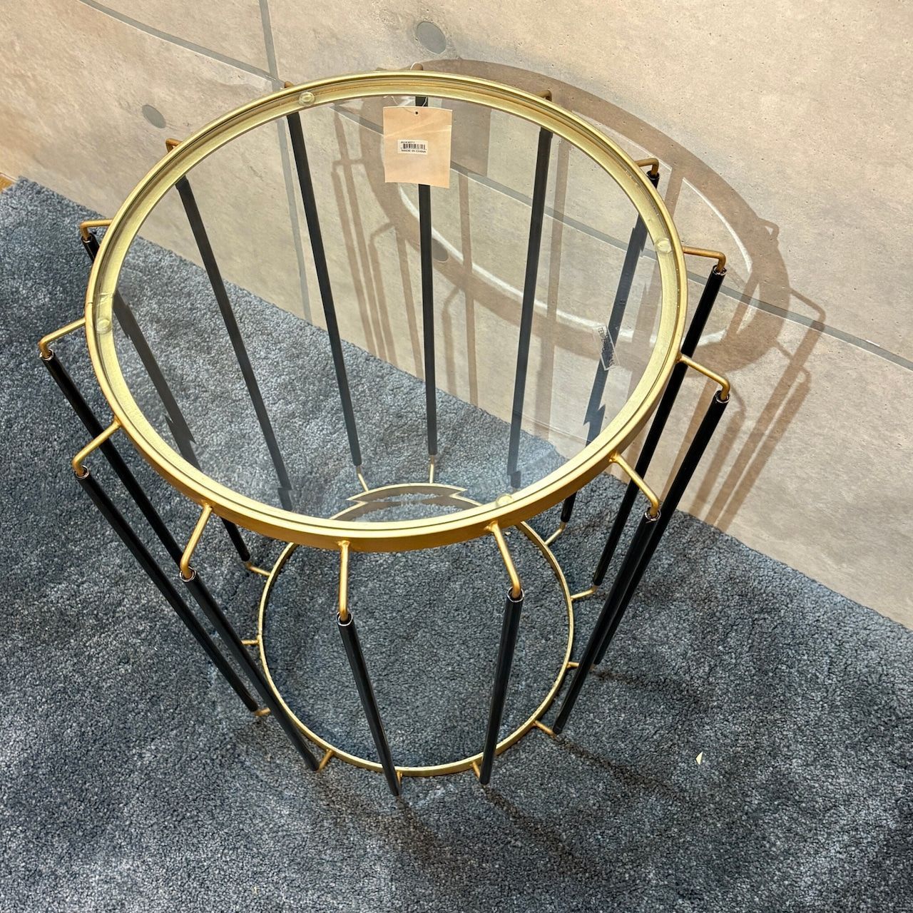 ゴールドフレーム×ブラックアイアン ガラスサイドテーブル