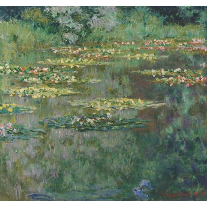 絵画風 壁紙ポスター (はがせるシール式) 【フルサイズ版】 クロード・モネ 睡蓮 1904年 Water Lilies デンバー美術館 キャラクロ K-MON-012S1 (630mm×594mm) ＜日本製＞ ウォールステッカー お風呂ポス