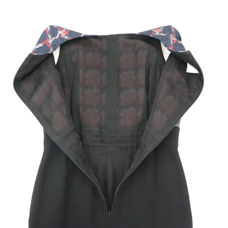 シャネル P34 ツイードノースリーブワンピース レディース ネイビー 黒