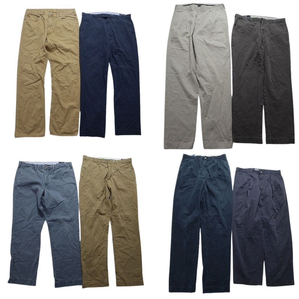 古着卸 ラルフローレン パンツ 8枚セット メンズ 36 ポロ チノパン ワークパンツ ネイビー 古着 NA5355