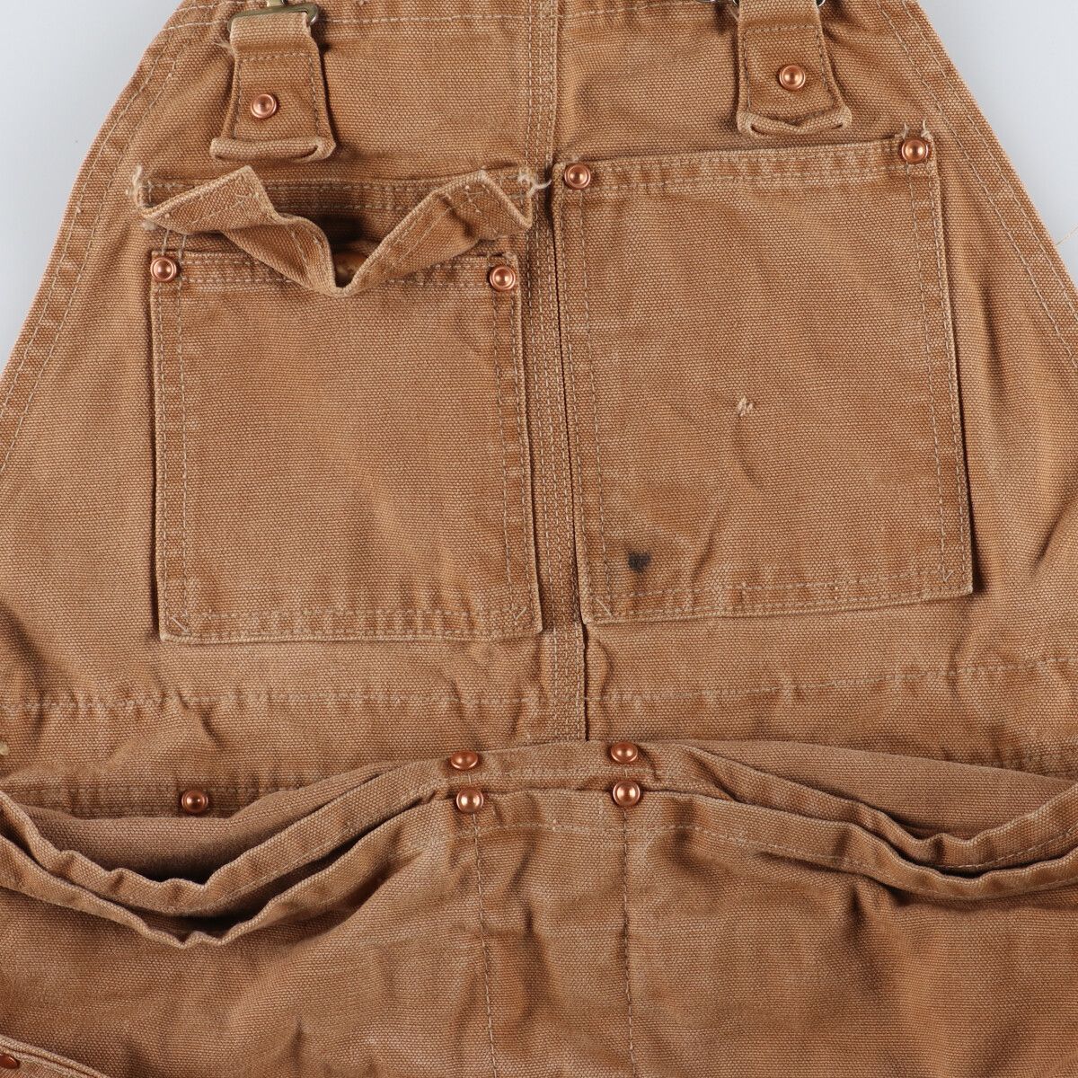 古着　carhartt ダック地オーバーオール　カーハート　ヴィンテージ 70s Carhartt Brown Duck Overalls （W38） Double-Knee