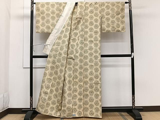 平和屋着物▽道行コート 単衣 紬地 樺色 ロング丈 正絹 逸品 CAAR9088