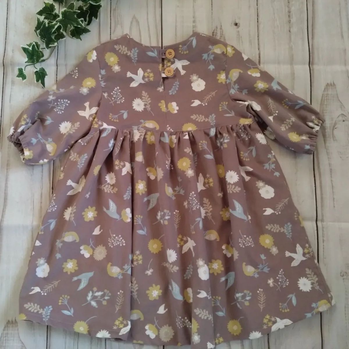 ハンドメイド　ウエストギャザーワンピース fca3847be3356f10902fa839708cc9