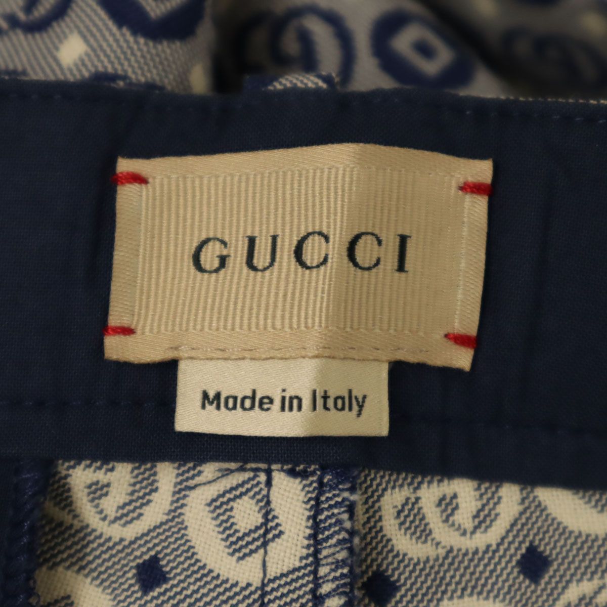 GUCCI グッチ イタリア製 総ロゴ ロングパンツ 8 ネイビー ハンガー 