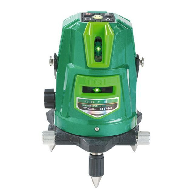 グリーンレーザー 墨出し器 TGL-3PN | 防塵 防滴 傾斜機能付き 蓄光塗料 見やすい 事故防止 寒冷地 対応 安定 手すり 階段 軽い 軽量 回転機構 ドット 3電源 3電源方式 受光器 バイス 三脚 エレベーター三脚 付き建築 現場 施工 工事 グリ