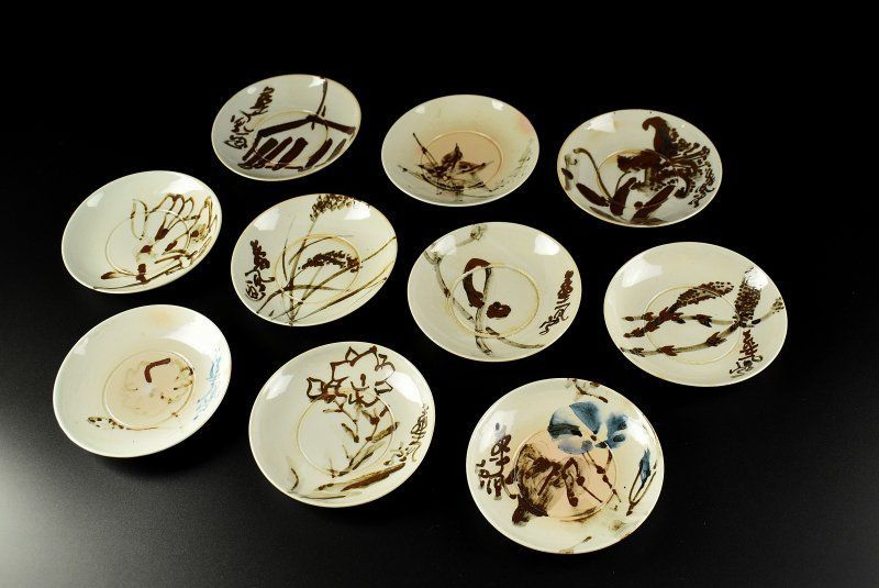 蔵A3913b 京焼 高橋道八 造 絵替目銘々皿 小皿 十客
