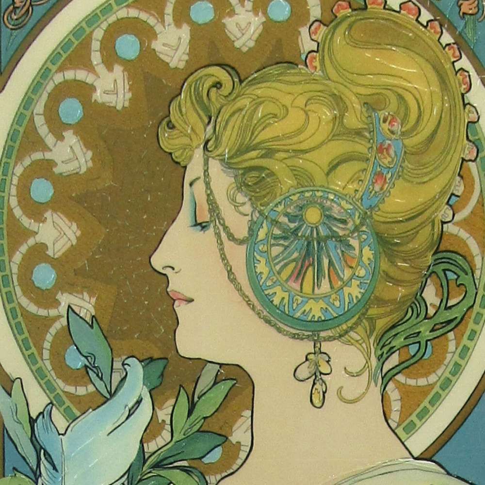 Amazon.co.jp: ミュシャ 夢想 複製画 人物画 女神 女性画 世界の名画 壁掛け 美術品 アート 絵画 額装 【YP-BA10069】 :  ホーム＆キッチン