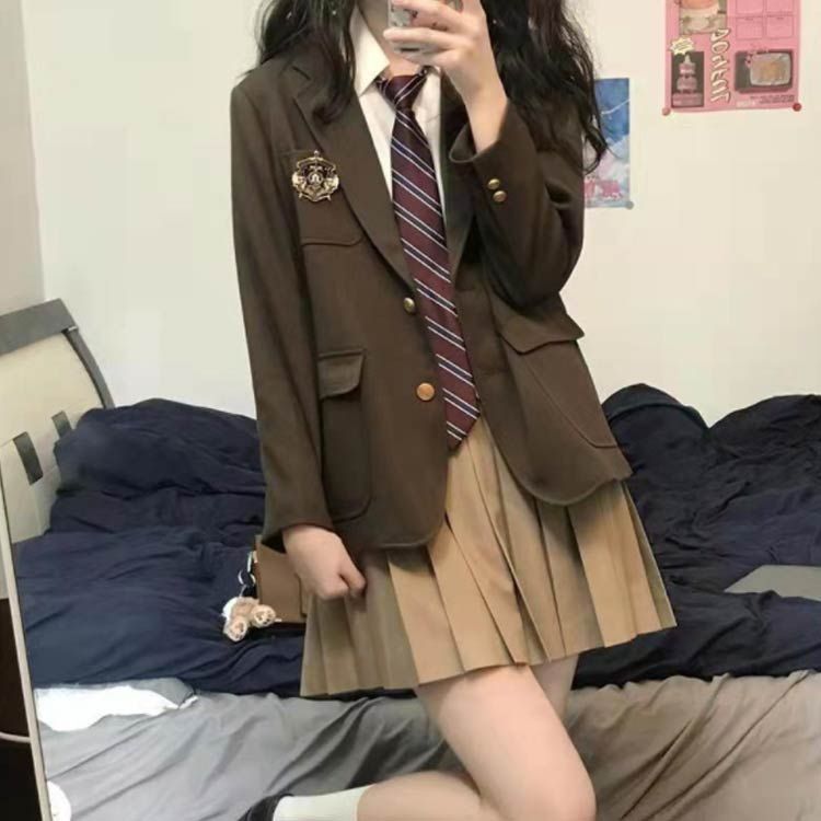 女子高生 制服 4点セット ブレザー 長袖 シャツ スカート