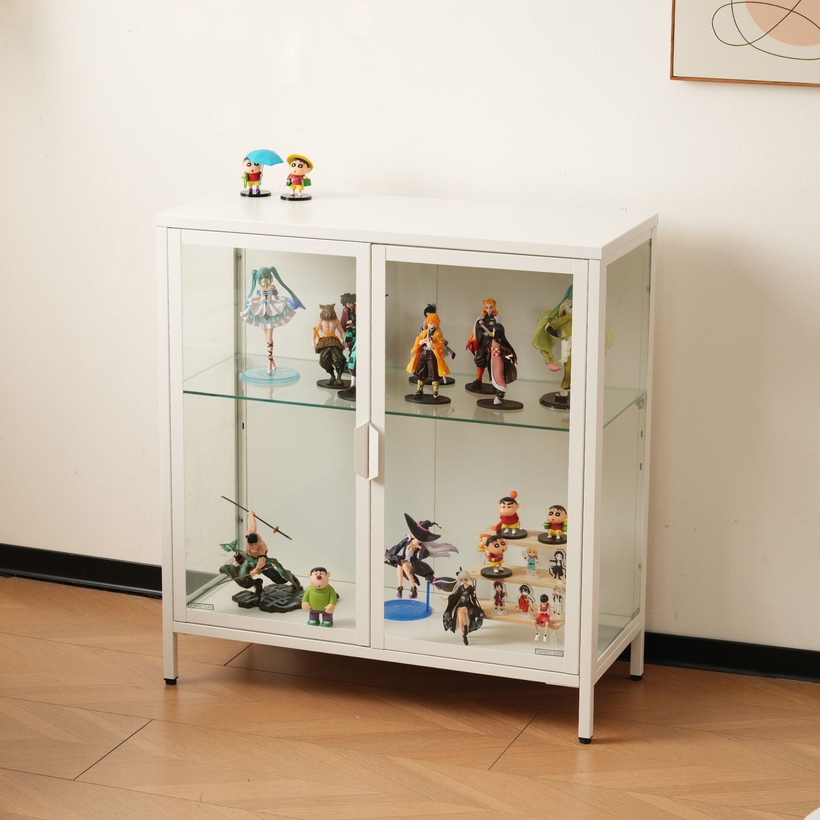 ホワイト】4段 コレクションケース コレクションシェルフ 高さ調節可能