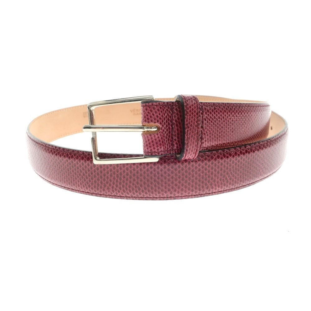 【中古】アンボワーズ AMBOISE カルングレザー ベルト ワインレッド【サイズ34/85】【メンズ】