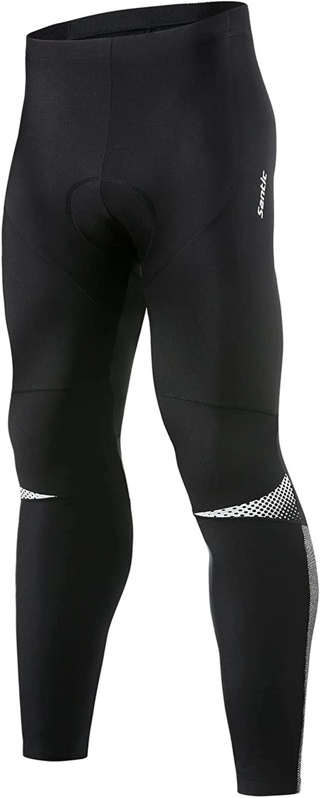 Santic(サンティック) メンズ サイクルパンツ サイクルタイツ 自転車ウェア ロードバイク 秋冬 レーサーパンツ 裏起毛 パッド付き 防寒( ブラック，  XXL)