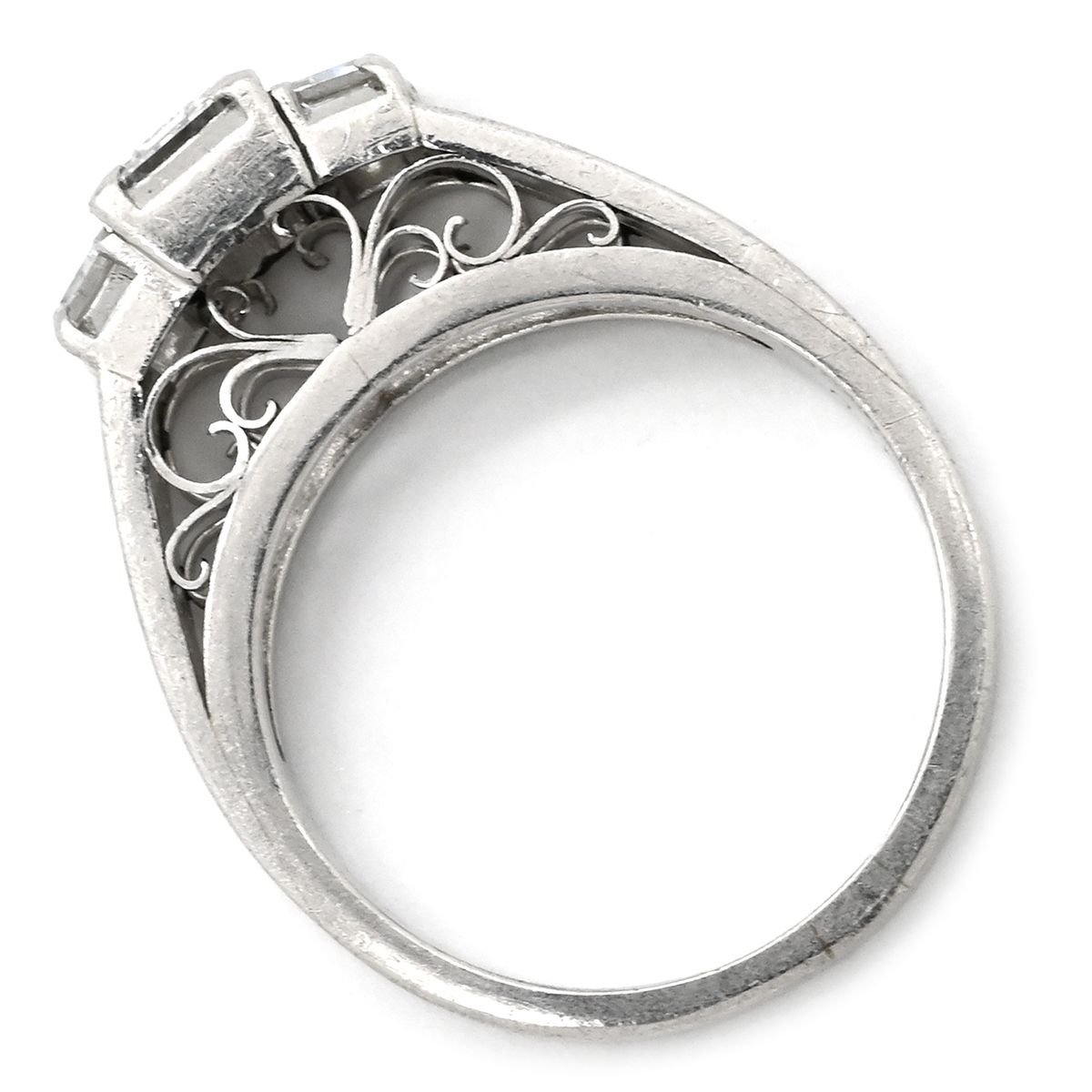 リング 指輪 バゲットカット ダイヤリング Pt900 ダイヤモンド プラチナシルバー 12号