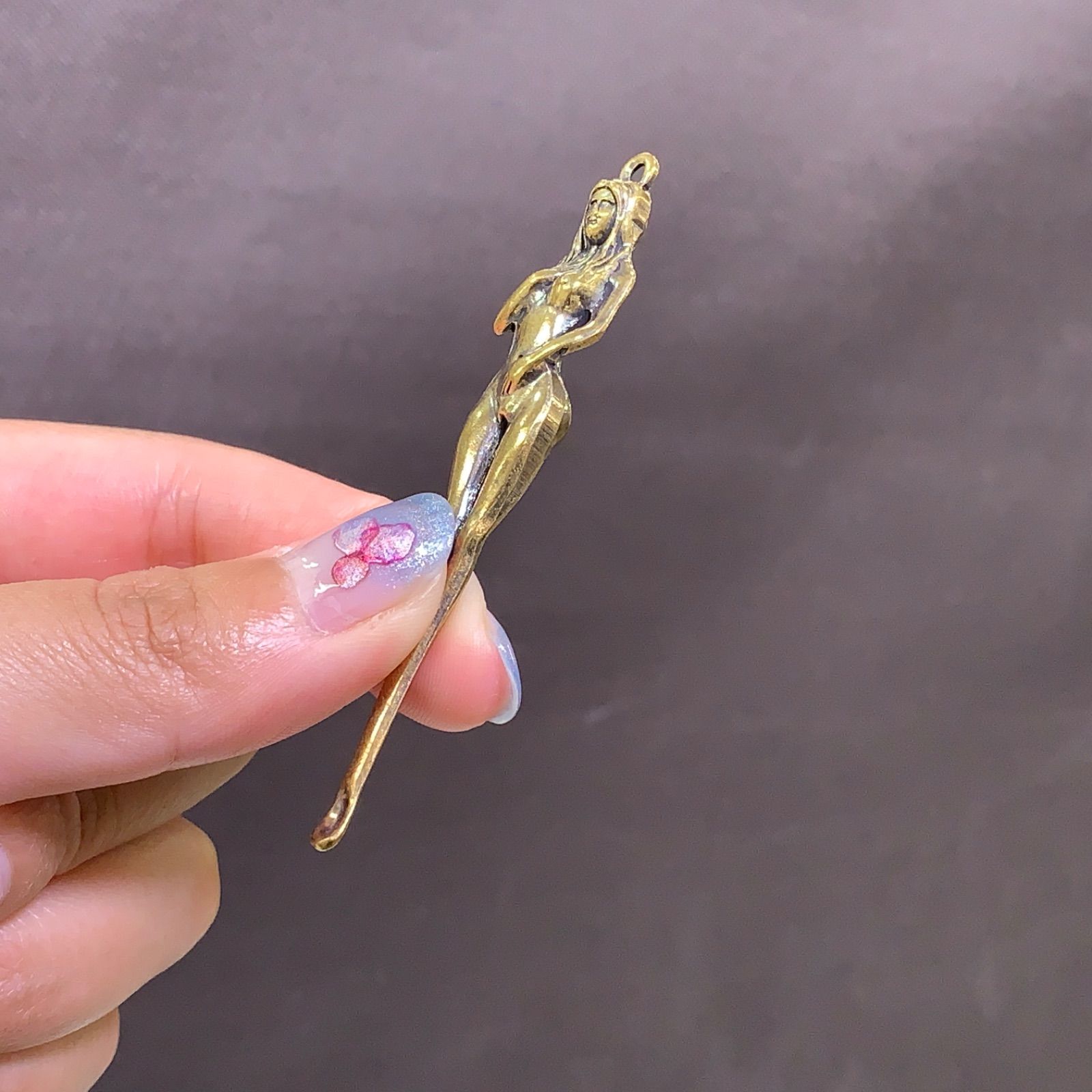 真鍮製 耳かきキーホルダー チャーム 未使用品 - 小物