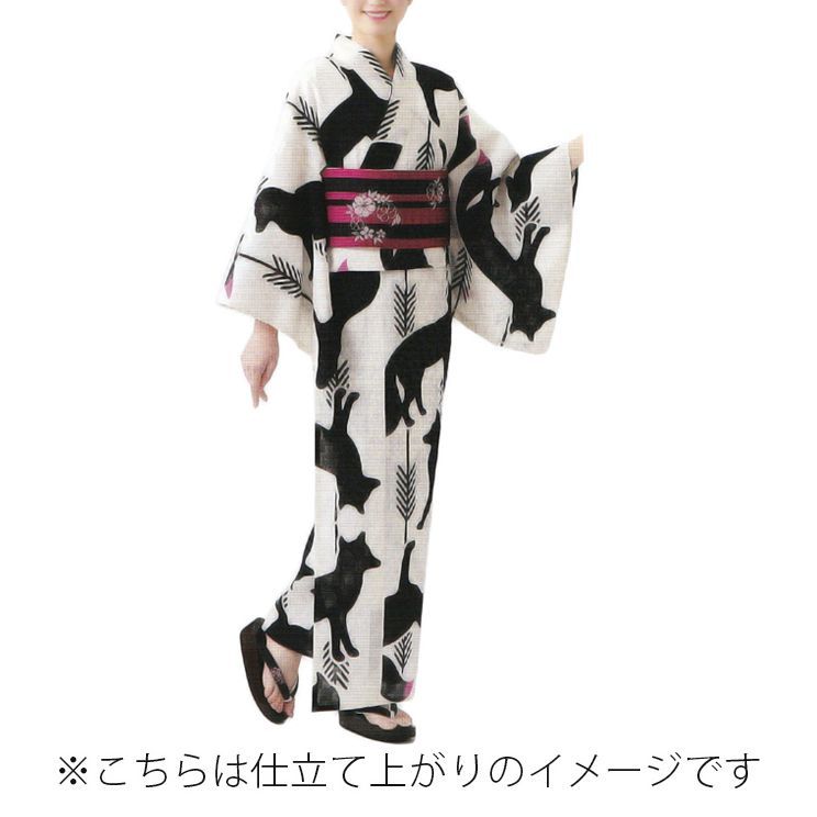 浴衣 反物 レディース vivi ゆかた 変わり織 綿麻 No,127 生成 黒 
