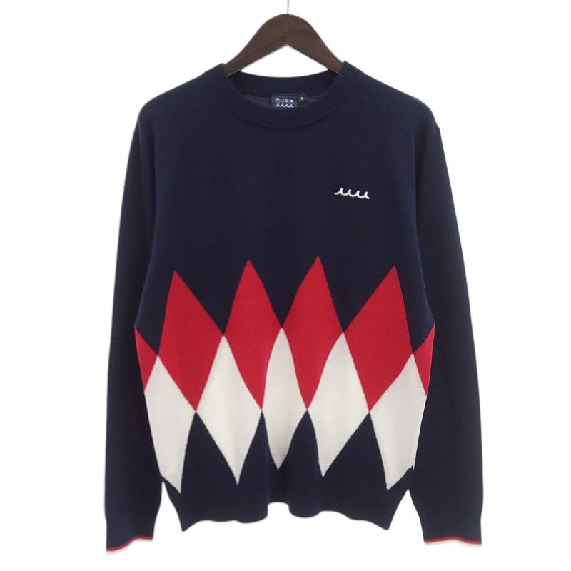 MUTA ムータ　ゴルフウェア 刺繍 モール クルーネック ニット ネイビー MUTA ムータ ゴルフウェア 刺繍 モール クルーネック ニット ネイビー