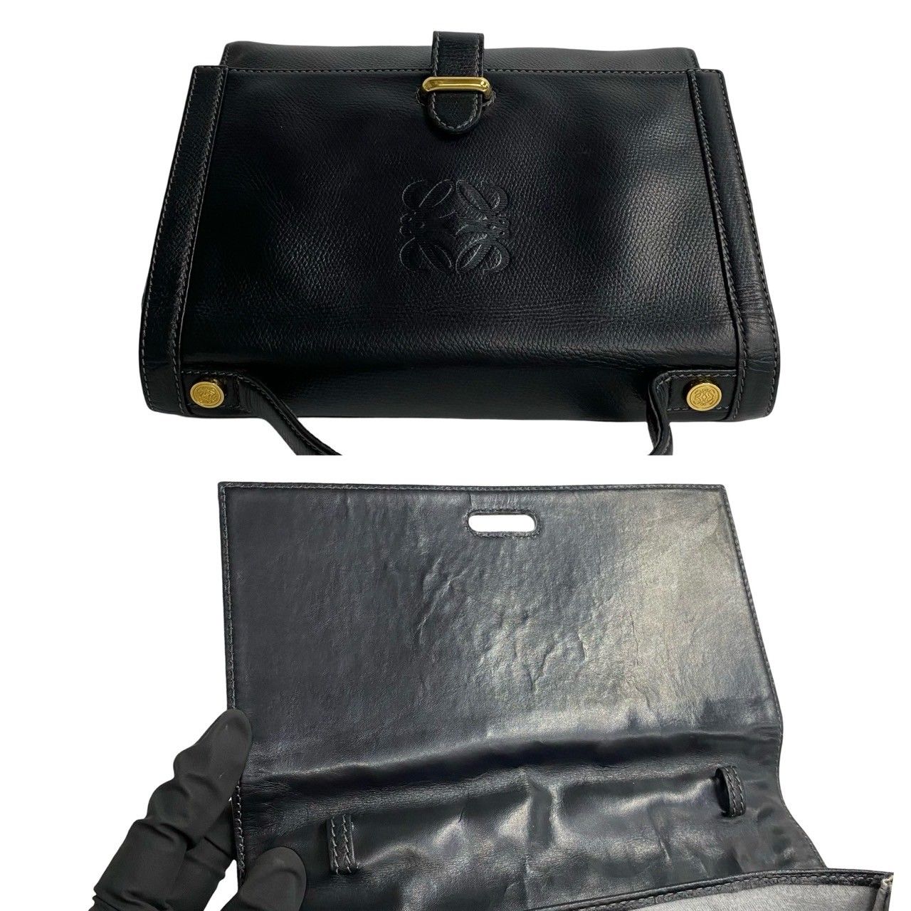 極 美品 希少品 LOEWE ロエベ ヴィンテージ アナグラム ロゴ 金具 