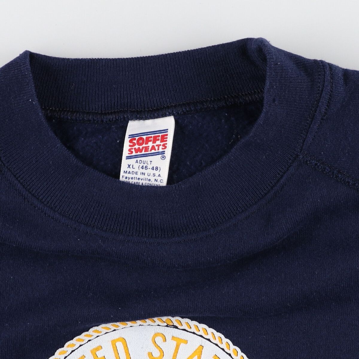古着 SOFFE SWEATS U.S.NAVY 発泡プリント スウェットシャツ 