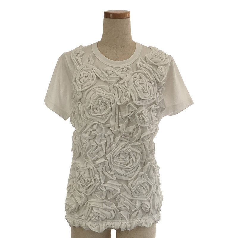 【美品】  COMME des GARCONS COMME des GARCONS / コムコム | 2022SS | 立体 薔薇 コットン クルーネックTシャツ | S | ホワイト | レディース 美品】 COMME des GARCONS COMME des GARCONS / コムコム | 2022SS