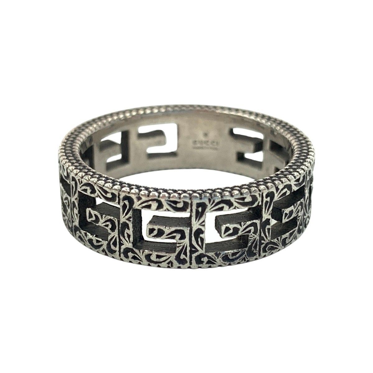 〇〇GUCCI グッチ スクエアG ワイドリング シルバー Ag925 表記 〇〇GUCCI グッチ スクエアG ワイドリング シルバー Ag925 表記
