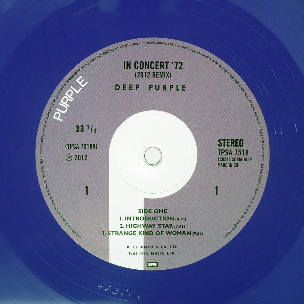 ヨーロッパ盤 DEEP PURPLE/IN CONCERT '72/PURPLE TPSA7518 LP