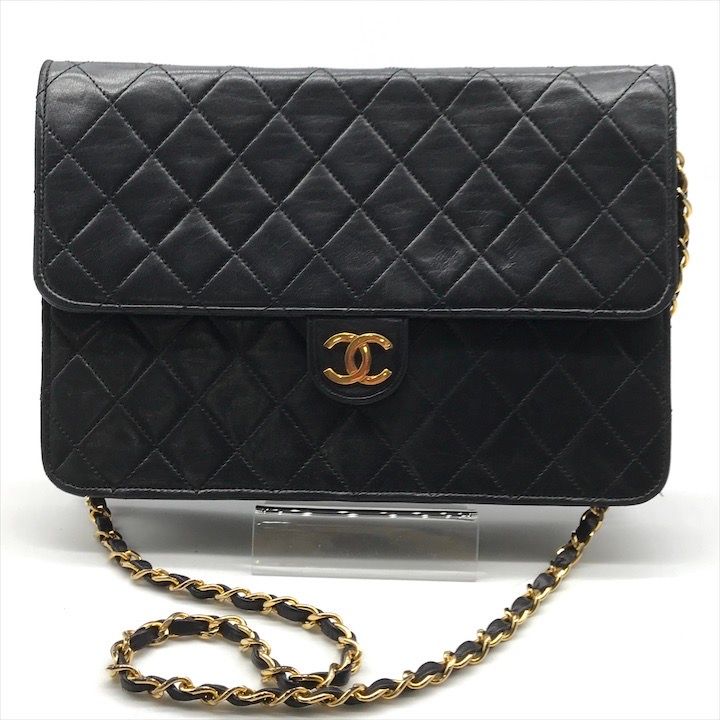 美品 CHANEL シャネル ココマーク マトラッセ プッシュロック ラムスキン チェーン ショルダー バッグ ブラック a5043 - メルカリ