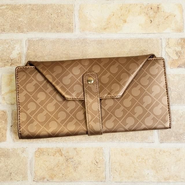 超美品 ゲラルディー二 ☆ ソフティ ロゴ柄 長財布 ブロンズ 箱型 伊製