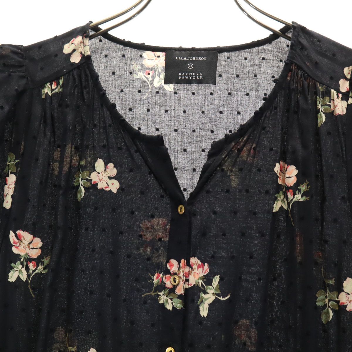 ULLA JOHNSON ウラジョンソン 総柄 フレンチスリーブ ロングワンピース 