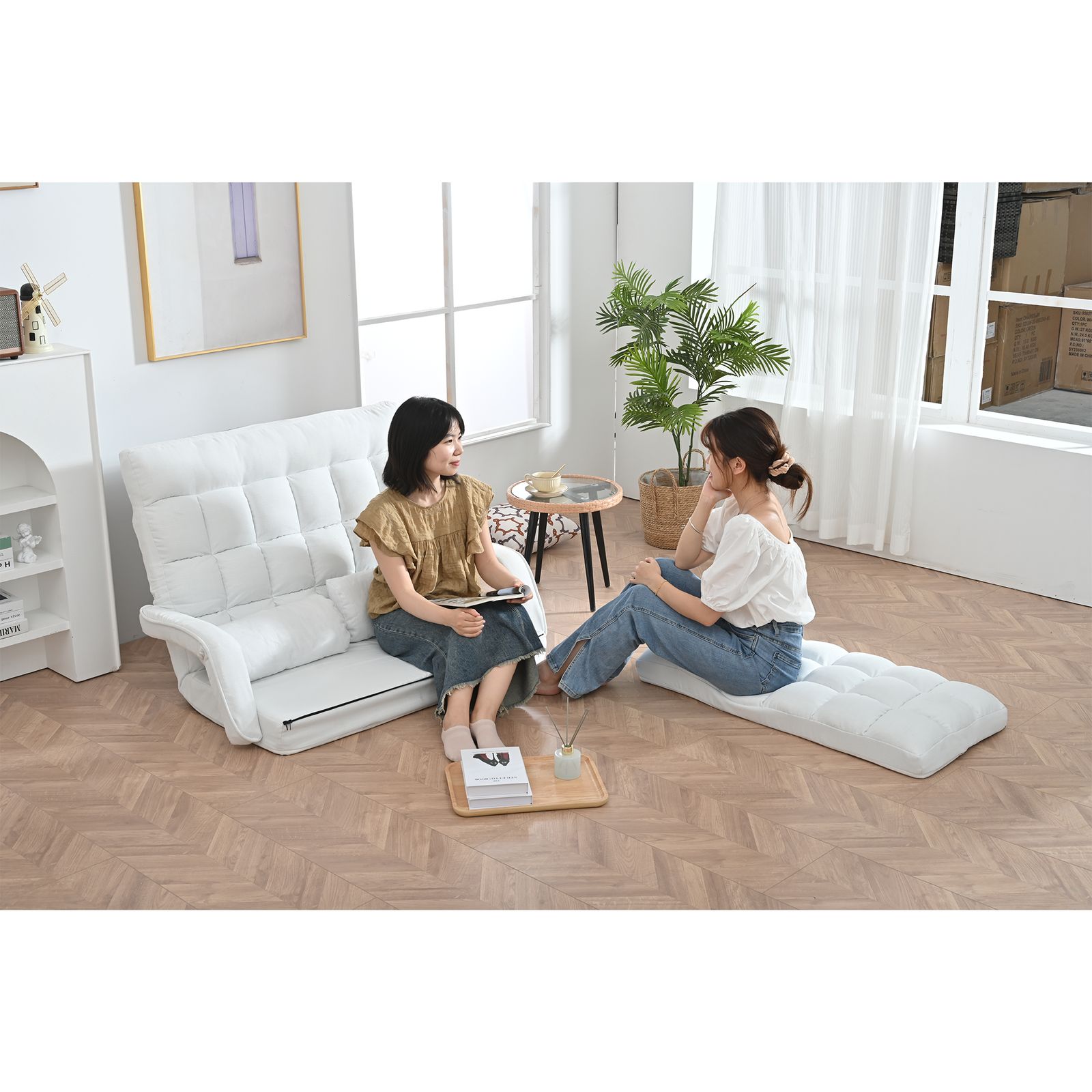 15%割」 座椅子 二人掛け 4WAY 連動肘つき リクライニングソファ