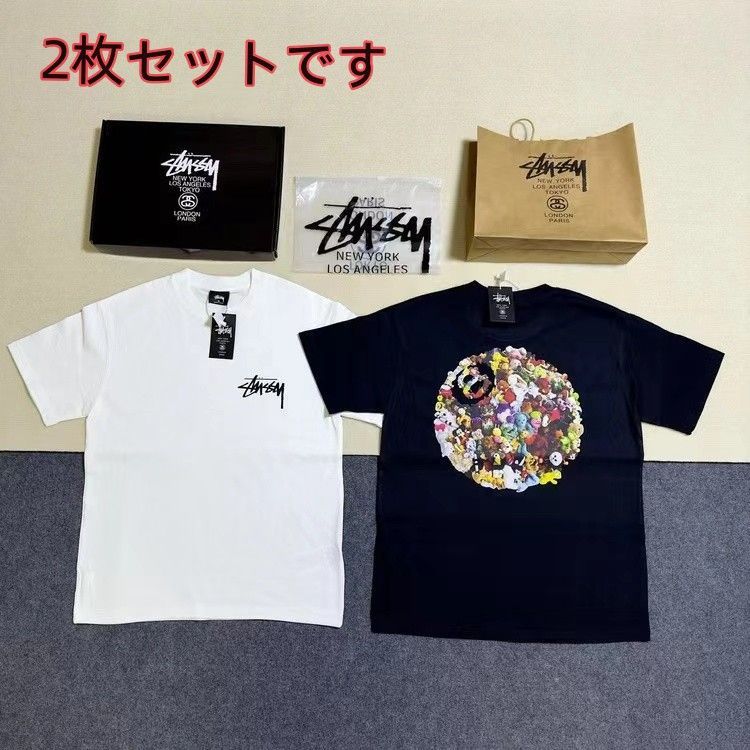 新品 stussy Tシャツ  人形 8ボール 男女兼用 2枚 黒白