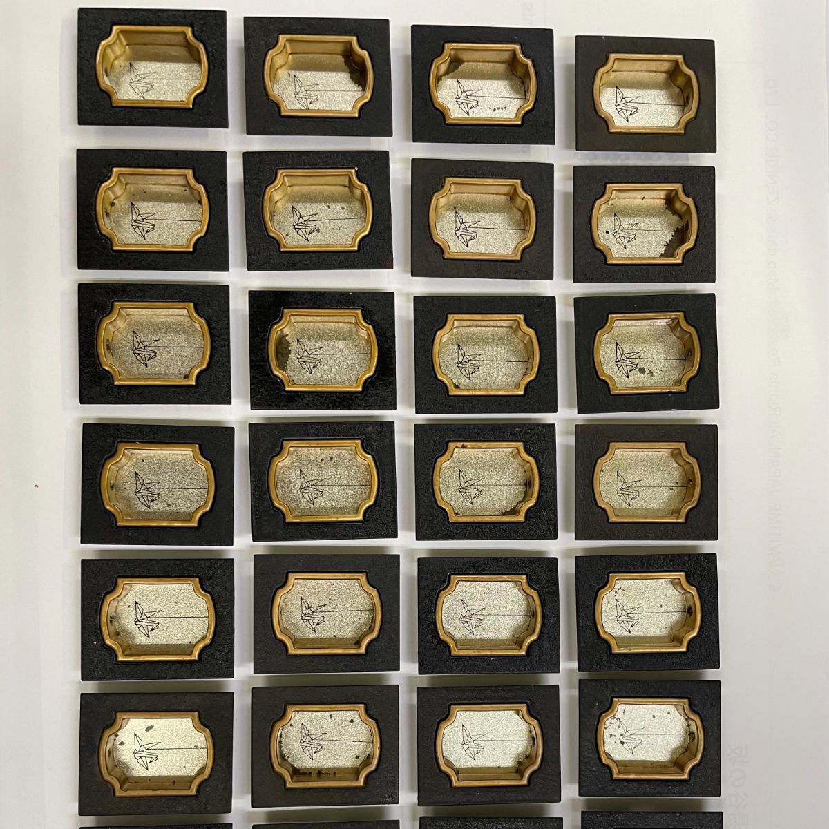 襖 引手 折り鶴柄 34個セット|バラ売り可 サビ 塗装剥がれあり ジャンク DIY用 金縁 和室 DIY